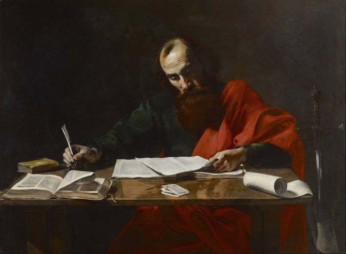 "St. Paul Writing His Epistles" attrib. to Valentin de Boulogne, c. 1618-1620 